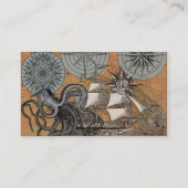 Kompas Roos nautische octopus Visitekaartje (Achterkant)