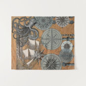 Kompas Roos  nautische octopus Wandkleed (Voorkant (horizontaal))