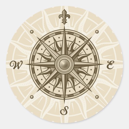  kompas Roos Ronde Sticker (Voorkant)