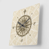 kompas Roos Vierkante Klok (Hoek)