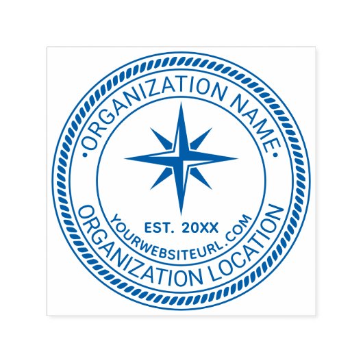 Kompasroos Touw#2 Zegel Naam Loc URL Oprichtingsja Zelfinktende Stempel (Design)