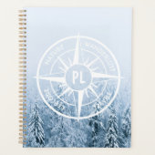 Kompassterembleem monogram winter sparrenbos planner (Voorkant)