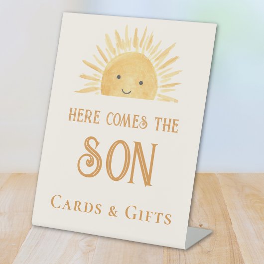 Komt de zoon Kaarten en geschenken Baby shower Reclamebord Met Voetstuk