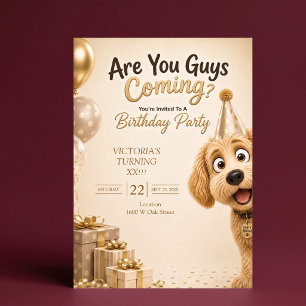 Komt Er Iedereen? Grappig Hond Verjaardagsfeestje Kaart