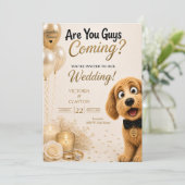 Komt Er Iedereen? Grappige Hond Huwelijk Kaart (Staand voorkant)