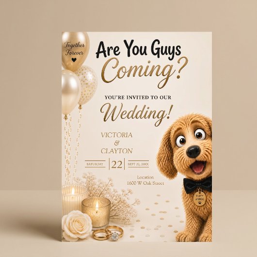 Komt Er Iedereen? Grappige Hond Huwelijk Kaart
