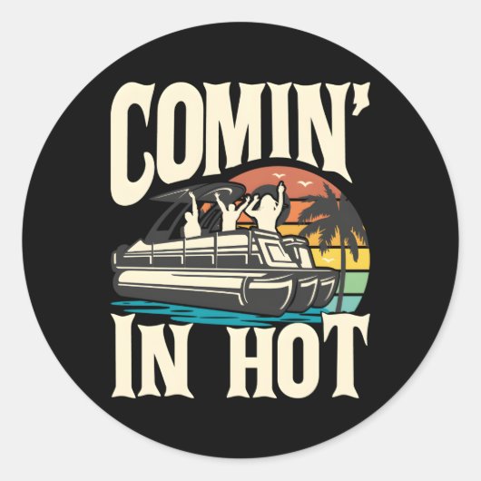 Komt in Hot ponton boot pontoneren py boot Ronde Sticker (Voorkant)