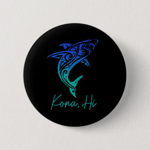 Kona Hawaï haaihaaien duiken vissen surfen surfer Ronde Button 5,7 Cm