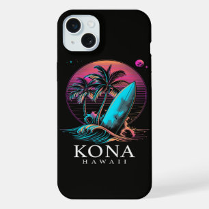 Kona Hawaï Hawaiaans Surfboard Vintage iPhone 15 Plus Case