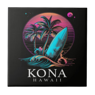 Kona Hawaï Hawaiaans Surfboard Vintage Tegeltje