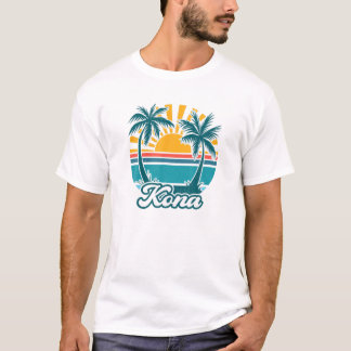 Kona Hawaii Hawaiian Island Palm Tree Tropical Bea T-shirt