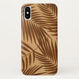 Kona Palms Hawaiian Leaf Faux Wood iPhone X Hoesje
