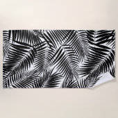 Kona Palms Hawaiian Leaf Tropical - Zwart Strandlaken (Voorkant)