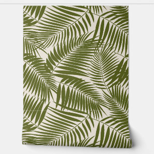 Kona Palms Hawaiian Tropical Leaf - Dark Olive Behang