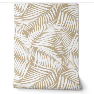 Kona Palms Hawaiian Tropical Leaf - Taupe Behang