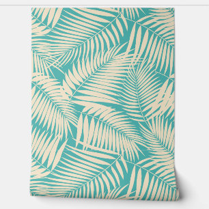 Kona Palms Hawaiian Tropical Leaf - Turquoise Behang