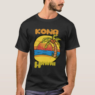 Kona Sunset Vacation Hawaii Palm trees Ocean T-shirt