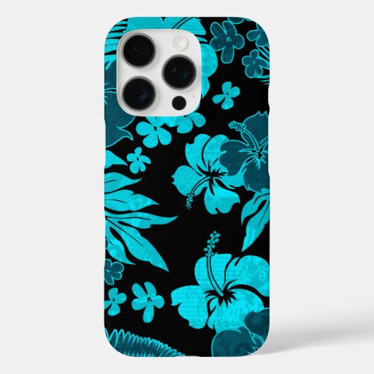 Kona Times Hibiscus Hawaiian Engineered Black Blau Case-Mate iPhone Case (Achterkant)
