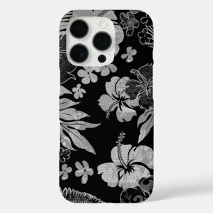 Kona Times Hibiscus Hawaiian Engineered Black Grey iPhone 16 Pro Hoesje