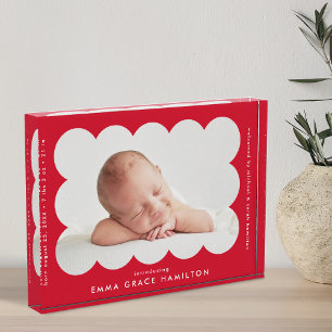 kondiging van de geboorte van Red Modern Scalloped Fotoblokken