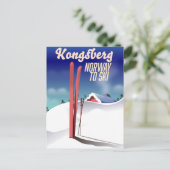Kongsberg Noorwegen ski reisposter. Briefkaart (Staand voorkant)