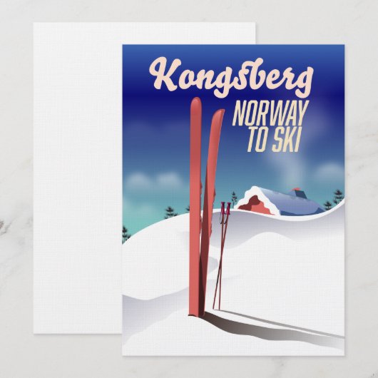 Kongsberg Noorwegen ski reisposter. Kaart (Voorkant / Achterkant)