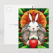 Konijn, Aardbei, Mandala, Postcrossing Briefkaart (Voorkant / Achterkant)