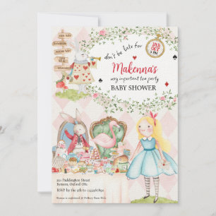 Konijn Alice Avonturen in Wonderland Baby shower Kaart