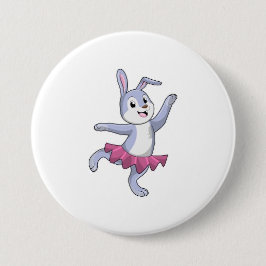 Konijn als Ballerina in Ballet Ronde Button 7,6 Cm (Voorkant)