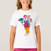 Konijn als haarser met haardroger en comb t-shirt (Voorkant)