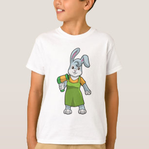 Konijn als haarser met hairdryer t-shirt