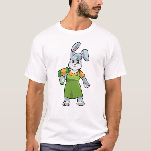 Konijn als haarser met hairdryer t-shirt (Voorkant)