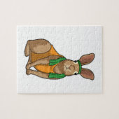 Konijn als hardloper met handdoek legpuzzel (Horizontaal)