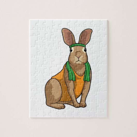 Konijn als hardloper met handdoek legpuzzel (Verticaal)