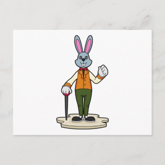 Konijn als heer met wandelstok briefkaart (Voorkant)