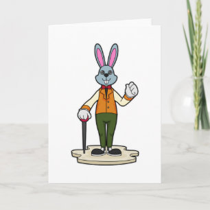 Konijn als heer met wandelstok kaart