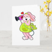 Konijn als kapper met föhn kaart (Gele Bloem)