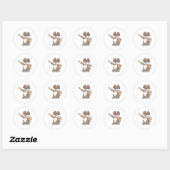 Konijn als schilder met penseel en verf ronde sticker (Vel)