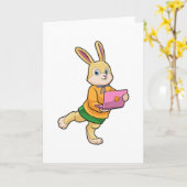 Konijn als secretaresse met laptop kaart (Gele Bloem)