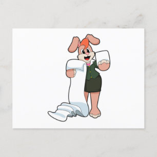 Konijn als secretaresse met papier briefkaart
