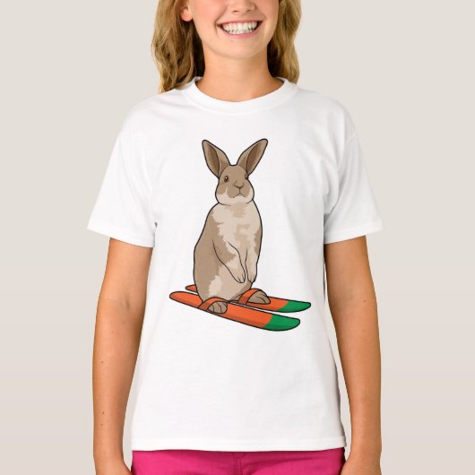 Konijn als skiër t-shirt (Voorkant)