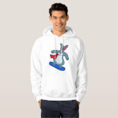 Konijn als Snowboarder met Snowboard en Scarf Hoodie (Voorkant volledig)