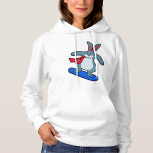Konijn als Snowboarder met Snowboard en Scarf Hoodie