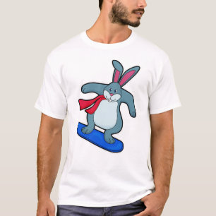 Konijn als Snowboarder met Snowboard en Scarf T-shirt