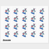 Konijn als Snowboarder met Snowboard en Scarf Vierkante Sticker (Vel)