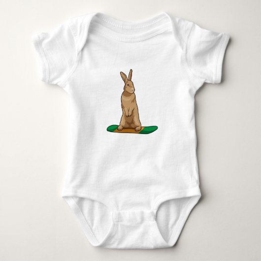 Konijn als Snowboarder met Snowboard Romper (Voorkant)