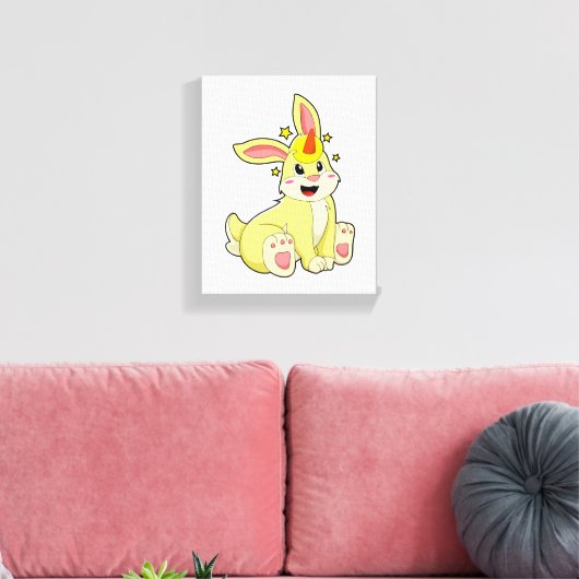 Konijn als Unicorn Canvas Afdruk (Insitu (Woonkamer))