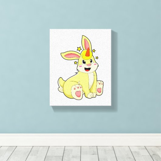 Konijn als Unicorn Canvas Afdruk (Insitu (Houten vloer))