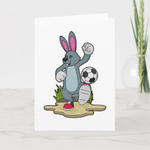 Konijn als voetballer met voetbal kaart