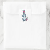 Konijn als voetballer met Voetbal Vierkante Sticker (Tas)